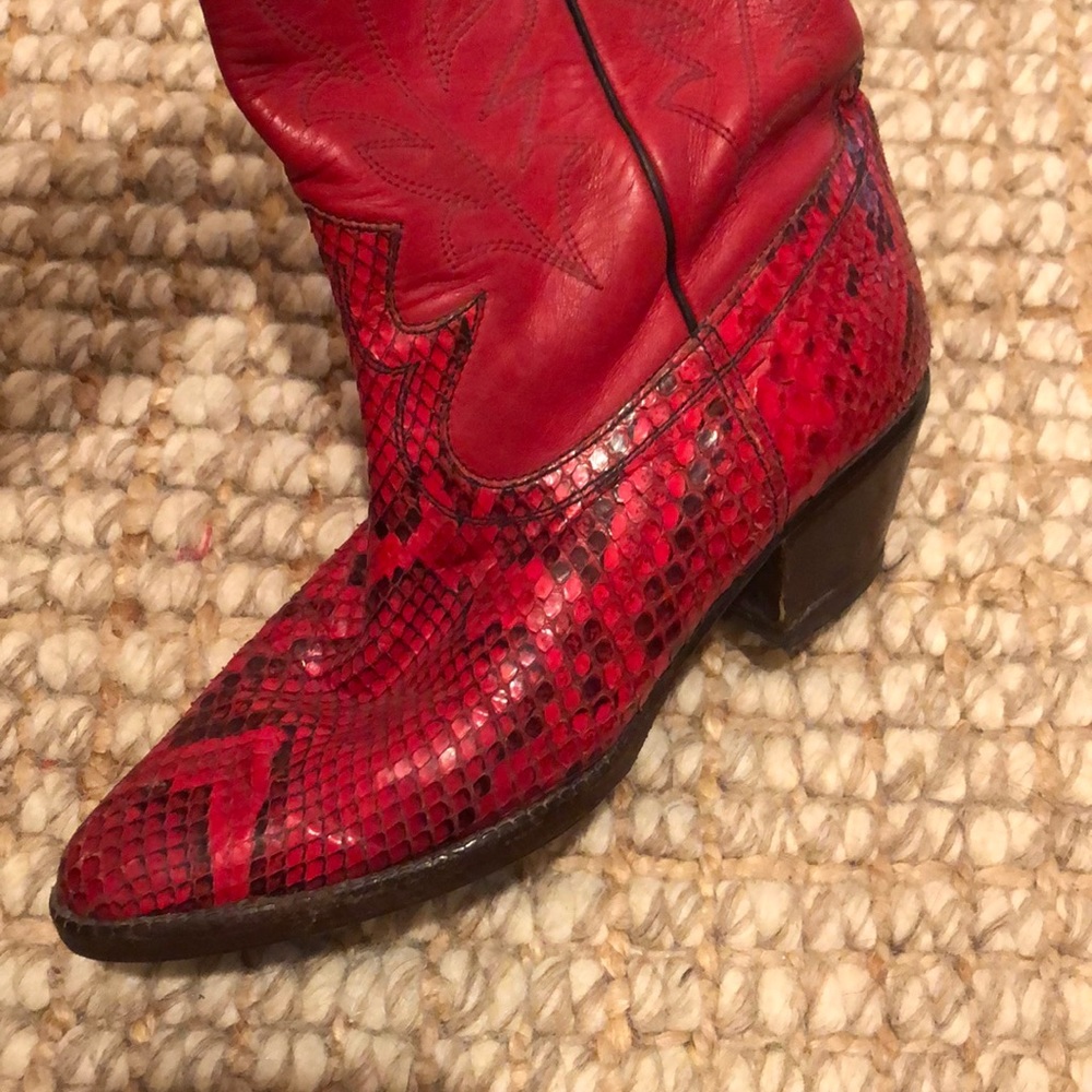 Red Python Cowboy Boots - Vintage - image 3
